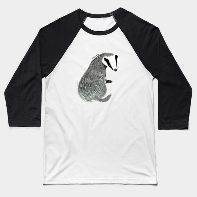 Adorable Badger Meles meles Baseball T-Shirt by belettelepink